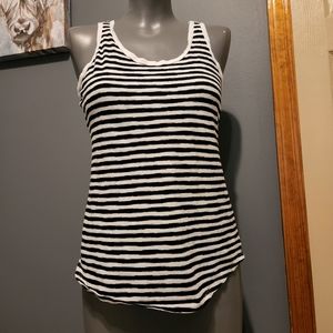 J.Crew black & white striped tank top wide racerback cotton